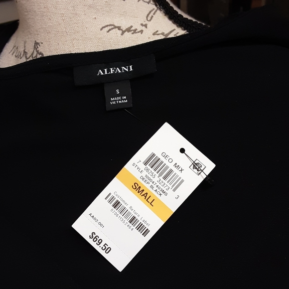 ALFANI Black Blouse Size S .runs. m - Picture 5 of 8